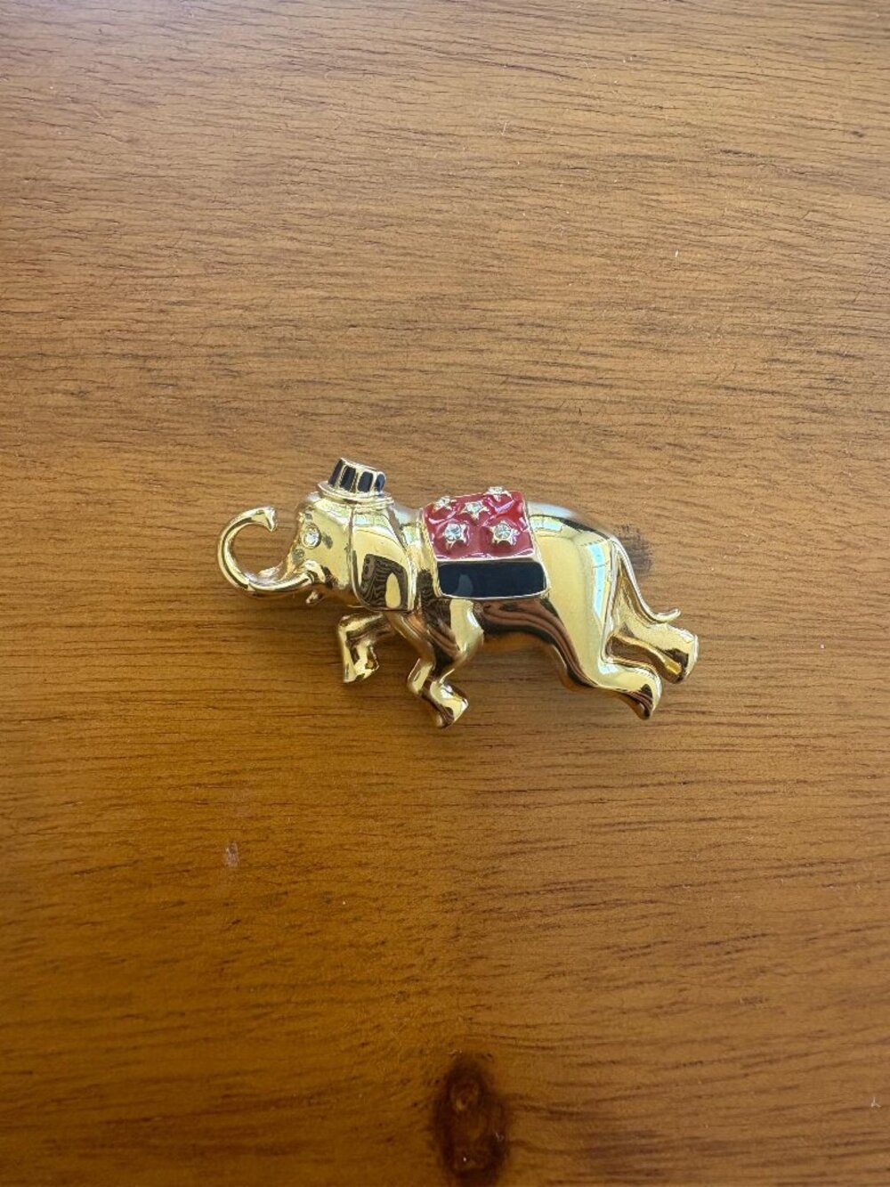 Vintage Monet Gold Tone Elephant Brooch Rhinestone Elephant Pin